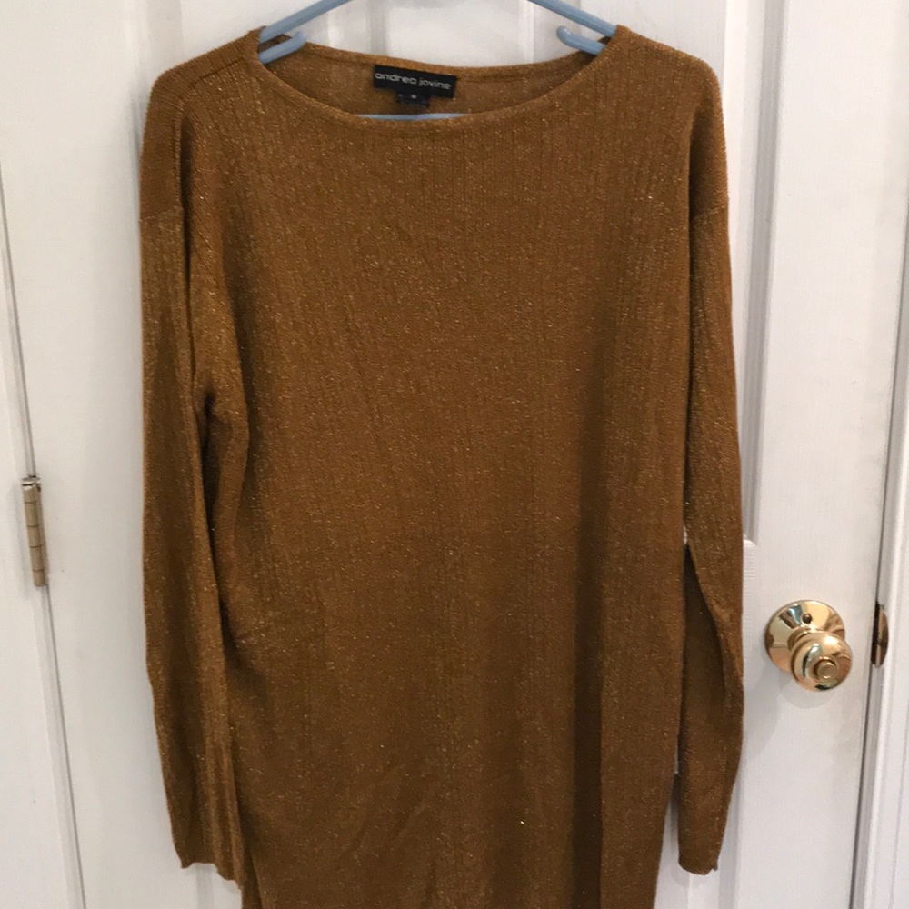 Gold metallic tunic sweater
